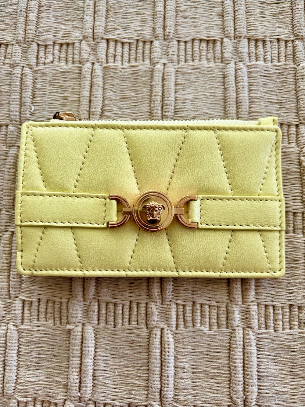 VERSACE Limited Edition Pale Yellow Medusa '95 Quilted Nappa Card Holder
